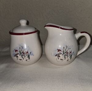 Snowman Cream And Sugar Set